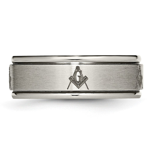 High-quality Titanium Masonic Band 8mm, Stylish Brushed & Polished Design