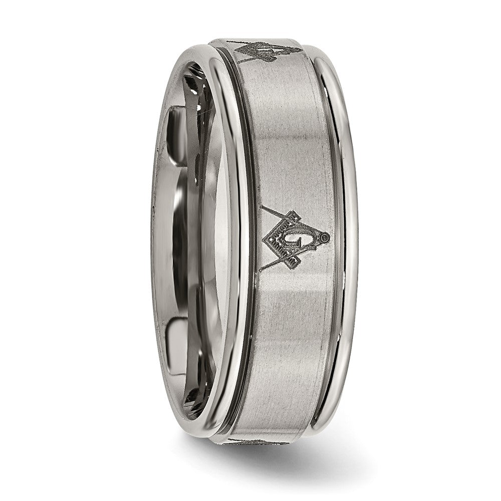 Buy High-Quality 8mm Chiseled Titanium Wedding Band with Masonic Design - Stylish Value