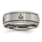 High-Quality 8mm Chiseled Titanium Ring - Stylish Polished & Brushed Masonic Design-10