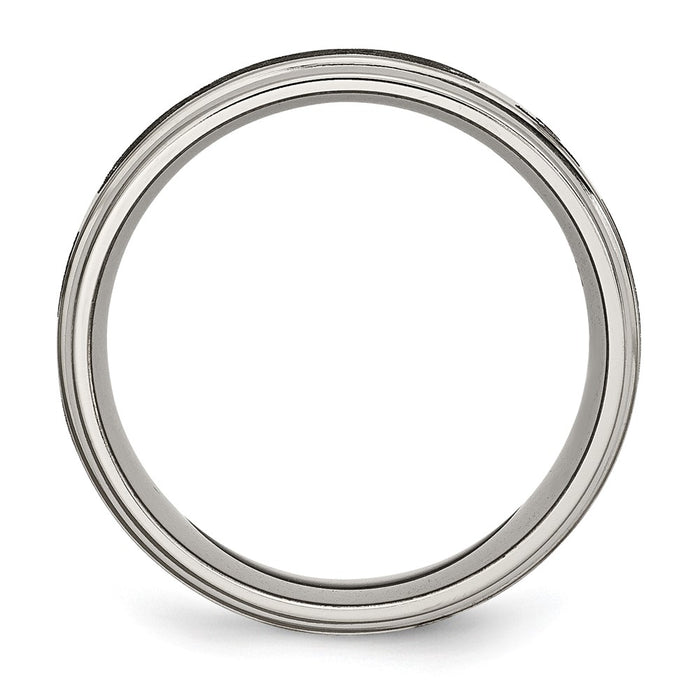 High-Quality 8mm Brushed Titanium Cross Band - Stylish Laser Design & Ridged Edges-2