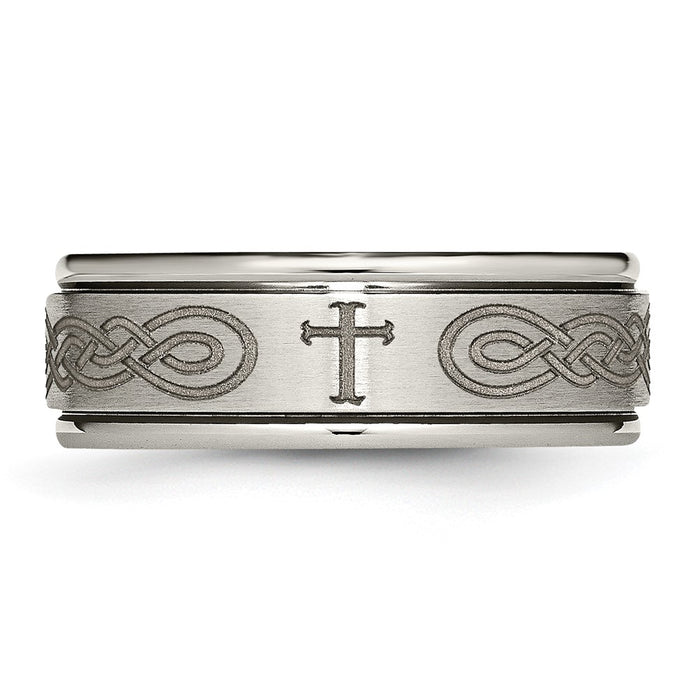 High-Quality 8mm Titanium Band with Stylish Brushed & Polished Design-4