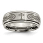 Buy Stylish 8mm Brushed & Polished Titanium Cross Band with Ridged Edges-4