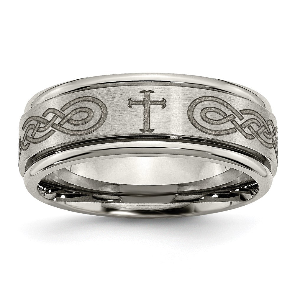 High-Quality 8mm Titanium Band with Stylish Brushed & Polished Design