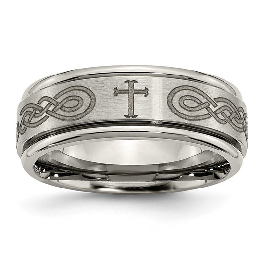 High-Quality 8mm Titanium Band with Stylish Brushed & Polished Design