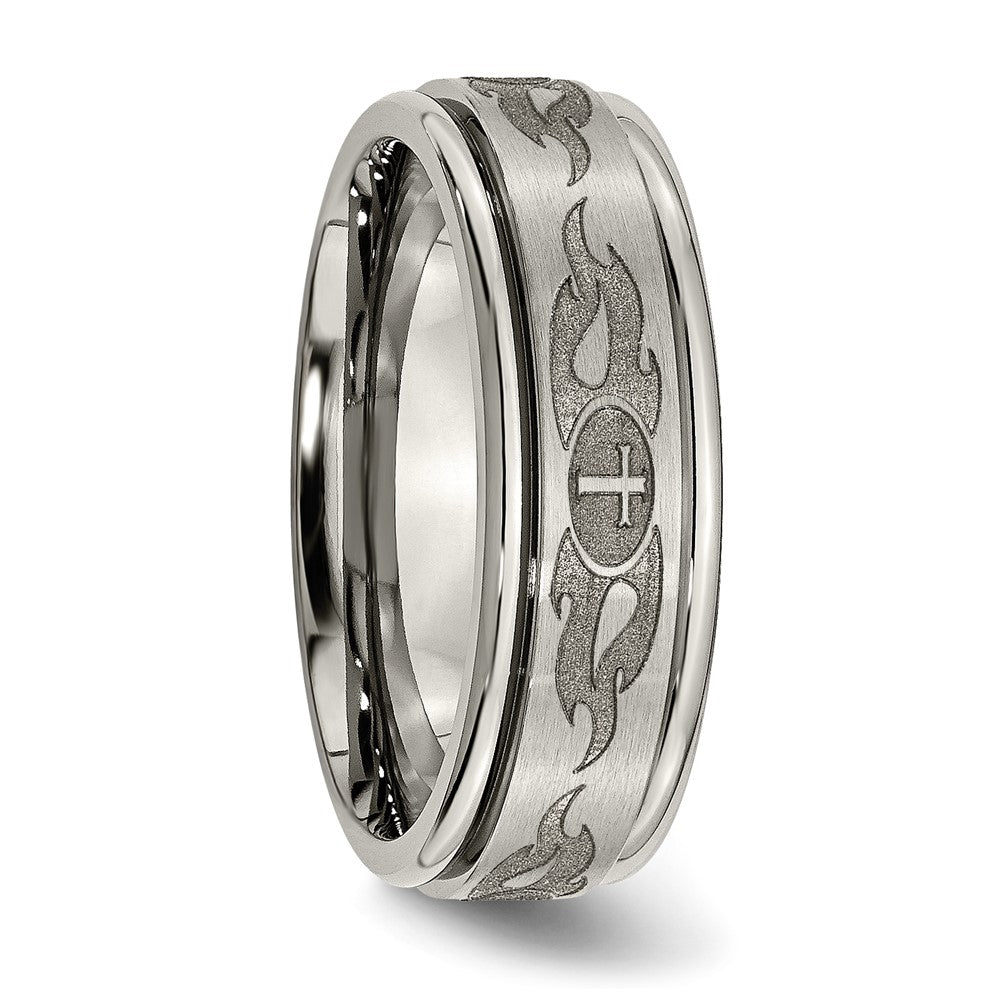 Buy Stylish 8mm Chiseled Titanium Band - Brushed & Polished Laser Design