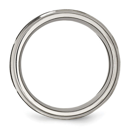 High-Quality 8mm Titanium Ridged Edge Band - Stylish Flame Laser Design