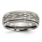 Buy Stylish Titanium Chisel 8mm Ridged Edge Band - Brushed & Polished Design-6