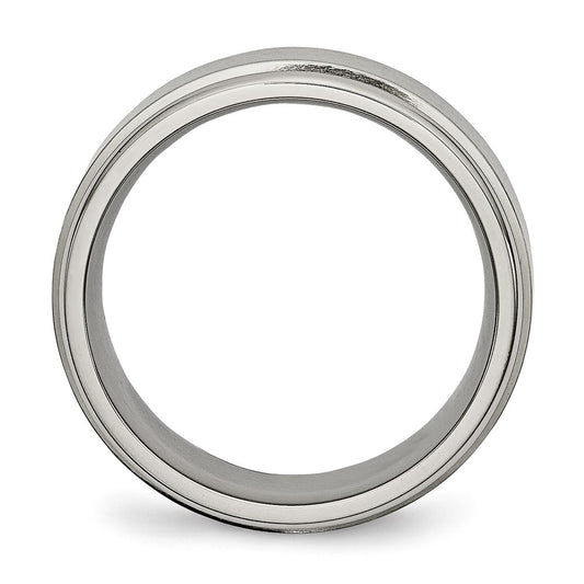Buy Exclusive 8mm Brushed Titanium Chisel Band with Ridged Edges - Stylish Value!