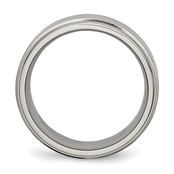 8mm Brushed Titanium Chisel Band - Ridged Edge - Style GR1-1027402