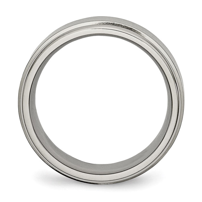 Buy Exclusive 8mm Brushed Titanium Chisel Band - Stylish Ridged Edge Design-2
