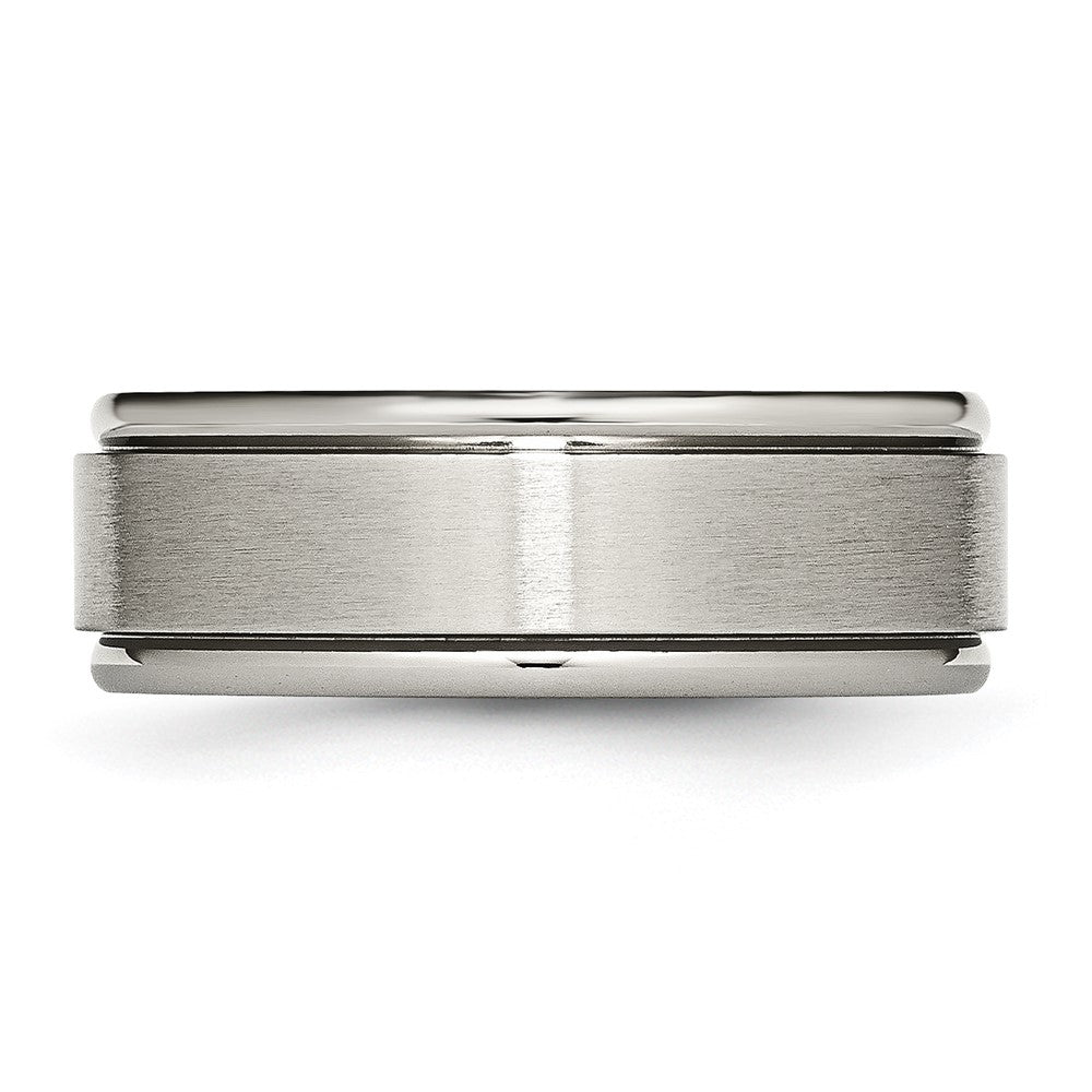 Buy Exclusive 8mm Brushed Titanium Chisel Band with Ridged Edges - Stylish Value!
