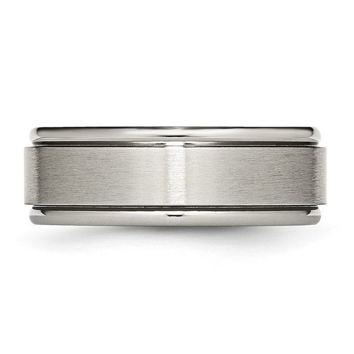 Buy Exclusive 8mm Brushed Titanium Chisel Band with Ridged Edges - Stylish Value!-3