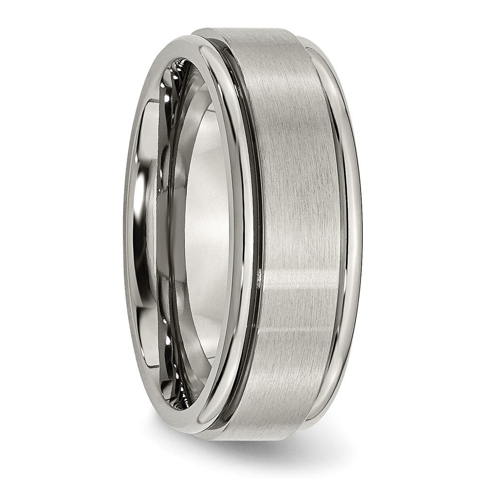 Buy Exclusive 8mm Brushed Titanium Chisel Band - Stylish Ridged Edge Design