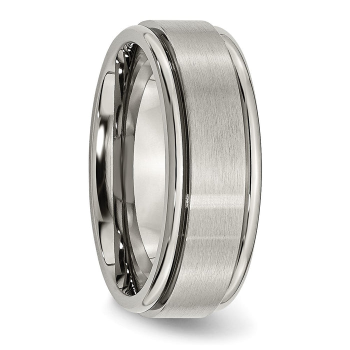 Buy Exclusive 8mm Brushed Titanium Chisel Band - Stylish Ridged Edge Design-4