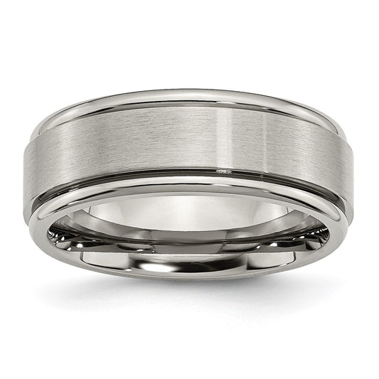 Buy Exclusive 8mm Brushed Titanium Chisel Band - Stylish Ridged Edge Design