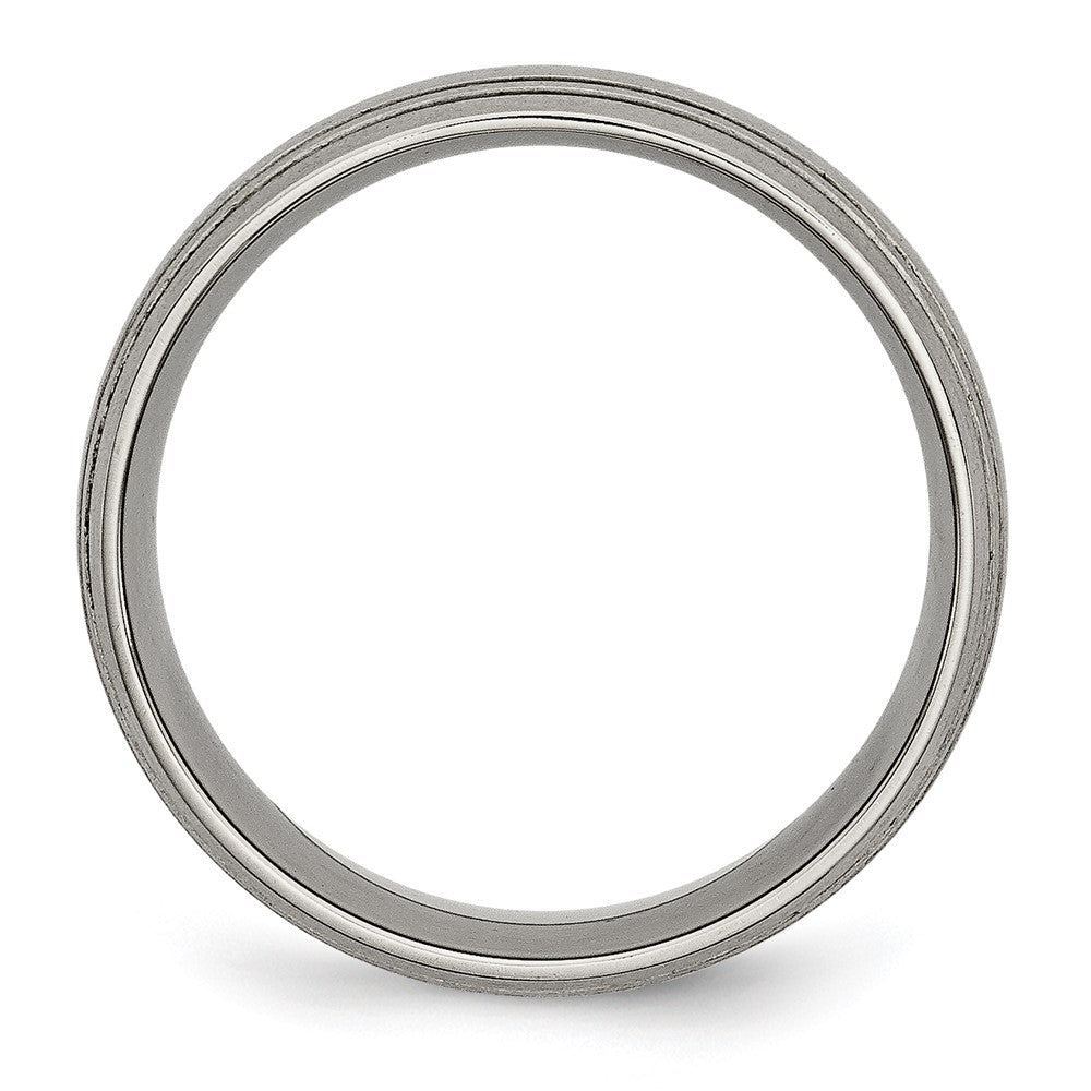 Buy High-Quality 8mm Brushed Titanium Grooved Chisel Band - Stylish Value Ring