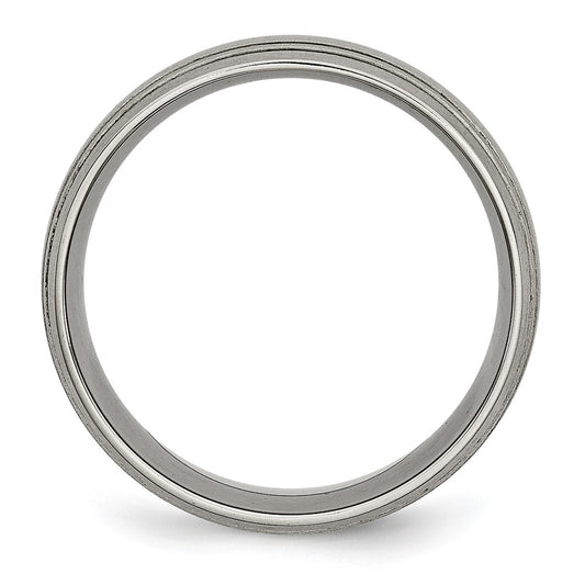 Buy High-Quality 8mm Brushed Titanium Grooved Chisel Band - Stylish Value Ring