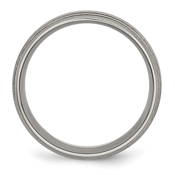 Buy High-Quality 8mm Brushed Titanium Grooved Chisel Band - Stylish Value Ring-2