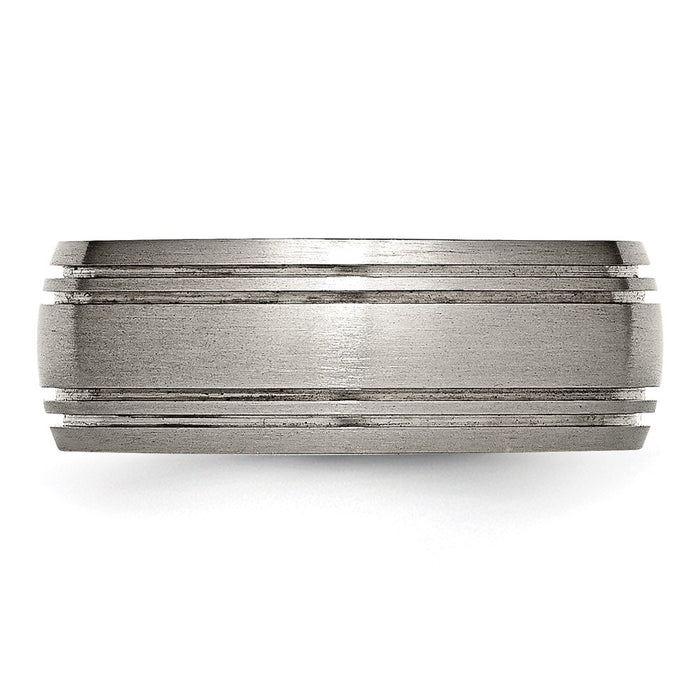 Buy High-Quality 8mm Brushed Titanium Grooved Chisel Band - Stylish Value Ring-3