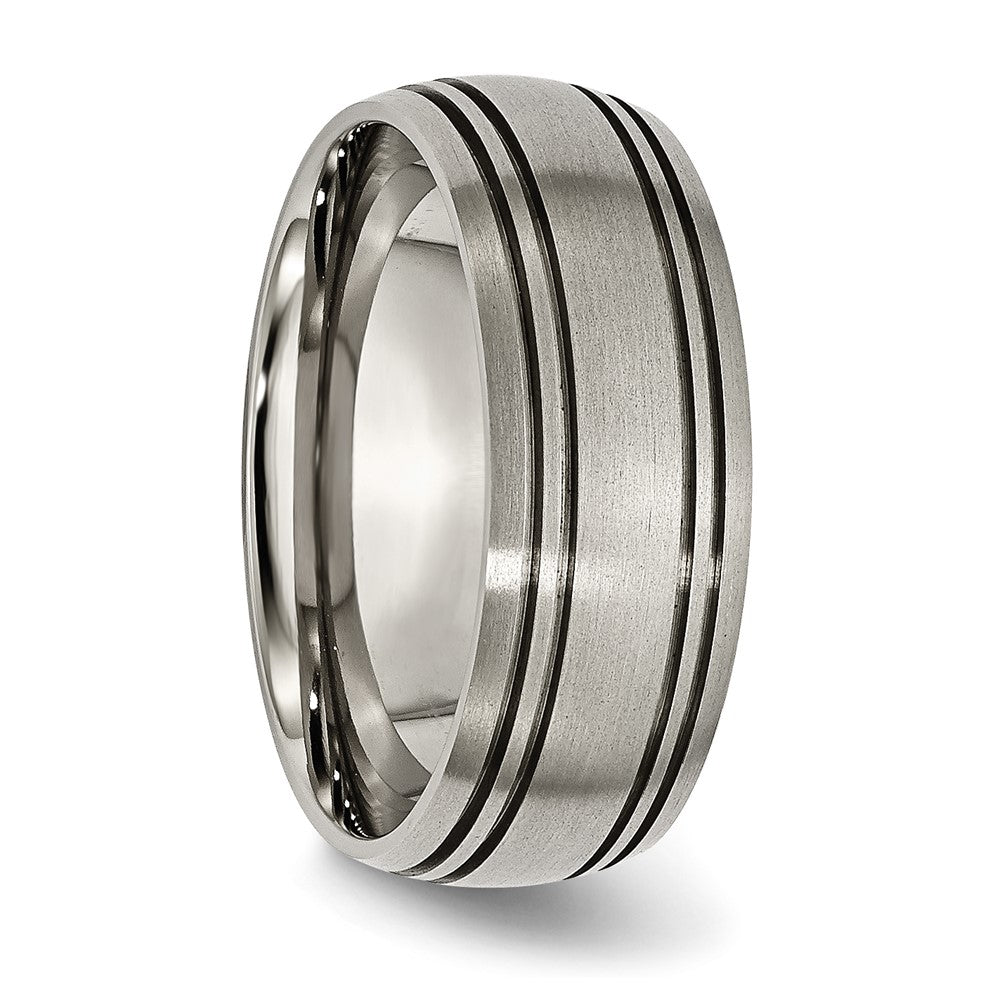 Buy Stylish 8mm Brushed Titanium Grooved Chisel Band - Luxury Ring Value