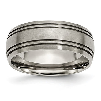 Buy High-Quality 8mm Brushed Titanium Grooved Chisel Band - Stylish Value Ring