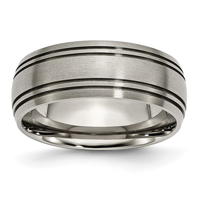Buy Stylish 8mm Brushed Titanium Grooved Chisel Band - Luxury Ring Value-1