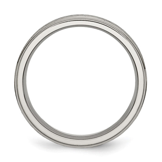 Buy Stylish 6mm Brushed Center Titanium Chisel Band with Ridged Edges