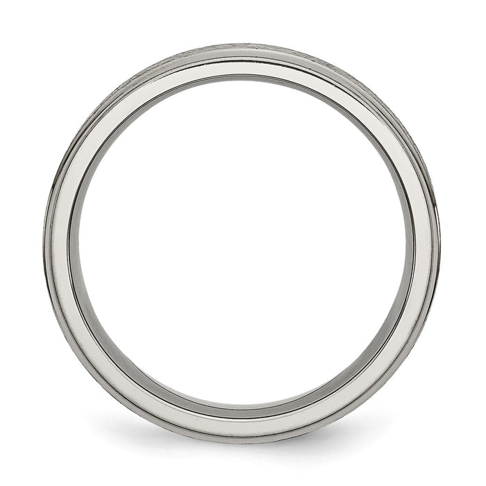 Buy Stylish 6mm Brushed Center Titanium Chisel Band with Ridged Edges-2