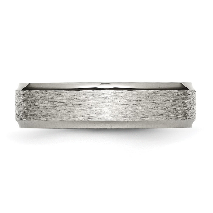 Buy Stylish 6mm Brushed Titanium Ridged Edge Chisel Band - Luxury Feel!-3