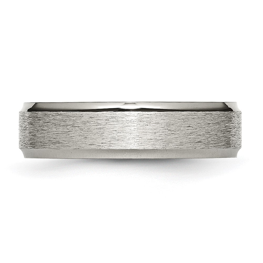 Buy Stylish 6mm Brushed Center Titanium Chisel Band with Ridged Edges