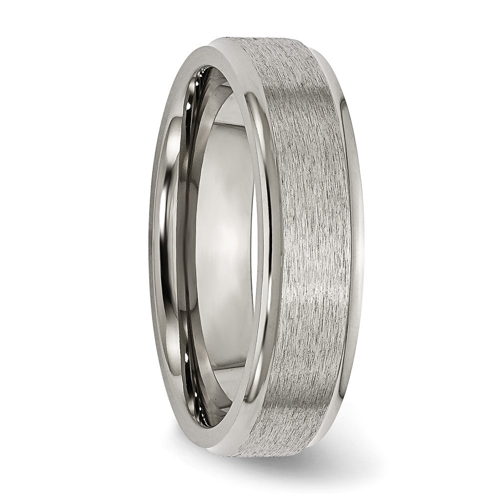 Buy Stylish 6mm Brushed Center Titanium Chisel Band with Ridged Edges