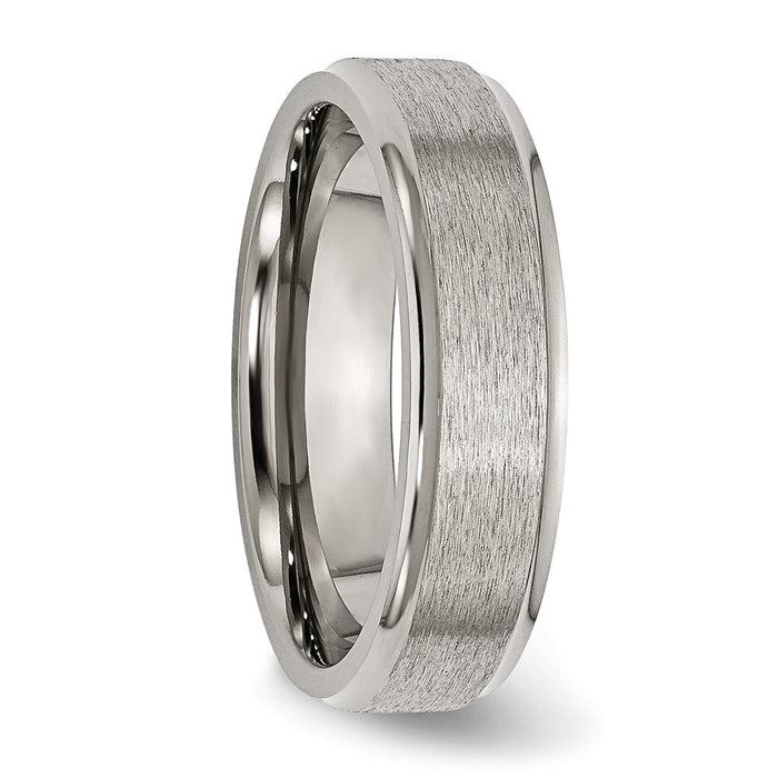 Buy Stylish 6mm Brushed Center Titanium Chisel Band with Ridged Edges-4