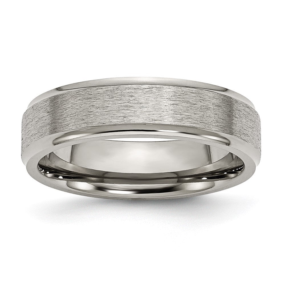 Buy Stylish 6mm Brushed Center Titanium Chisel Band with Ridged Edges