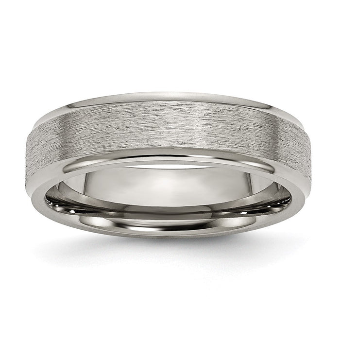 Buy Stylish 6mm Brushed Center Titanium Chisel Band with Ridged Edges-1