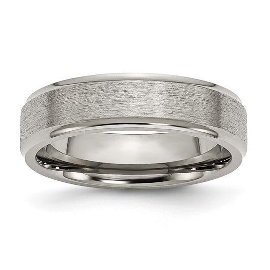 Buy Stylish 6mm Brushed Titanium Ridged Edge Chisel Band - Luxury Feel!