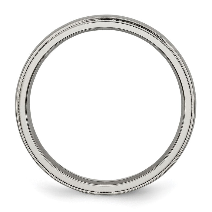 Buy Stylish Chisel 4mm Titanium Polished Band | Exclusive Grooved & Beaded Edges-2