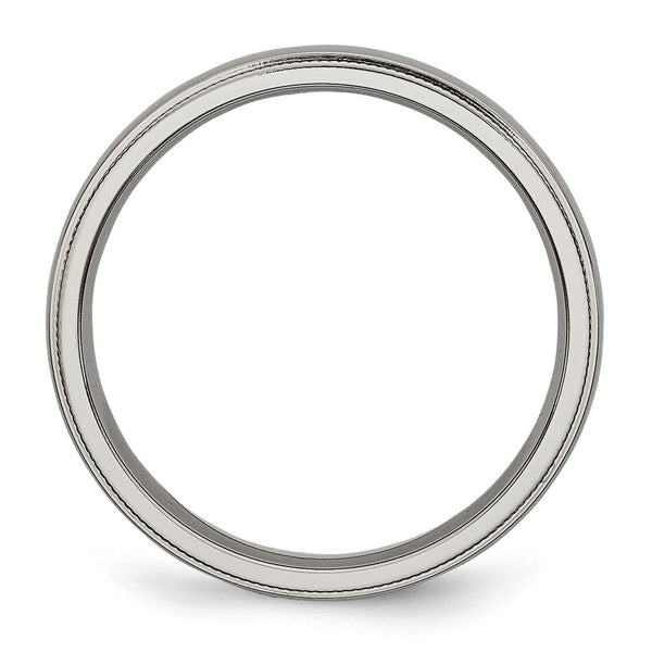 Chisel Titanium Polished 4mm Grooved Band with Beaded Edges