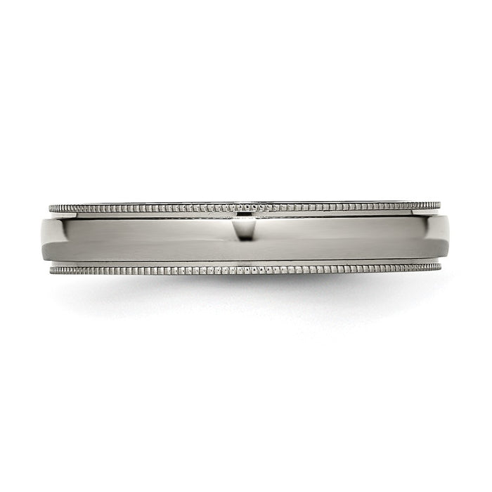 Buy Stylish Chisel 4mm Titanium Polished Band | Exclusive Grooved & Beaded Edges-3