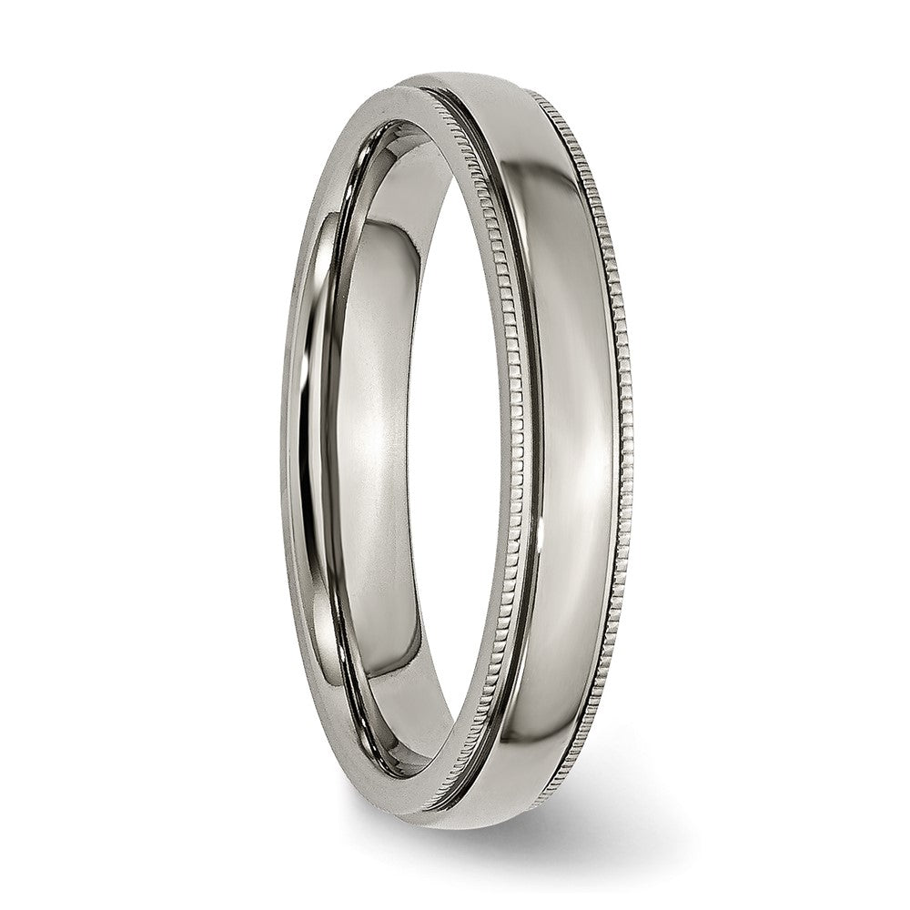Buy Stylish Chisel 4mm Titanium Polished Band | Exclusive Grooved & Beaded Edges