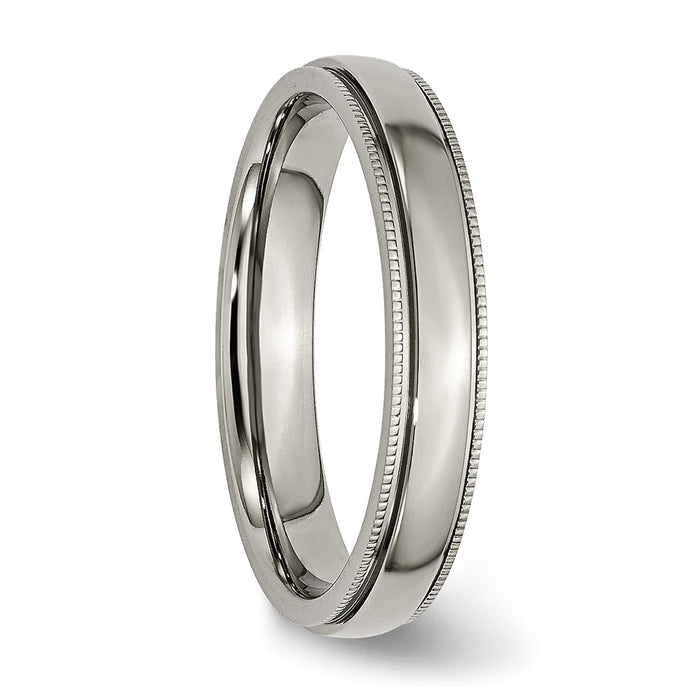 Buy Stylish Chisel 4mm Titanium Polished Band | Exclusive Grooved & Beaded Edges-4
