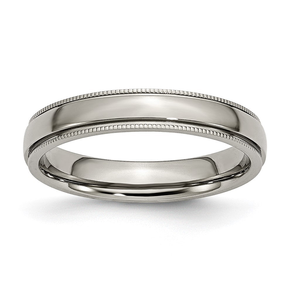 Buy Stylish Chisel 4mm Titanium Polished Band | Exclusive Grooved & Beaded Edges