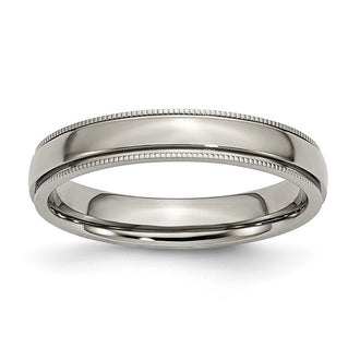 Buy Stylish Chisel 4mm Titanium Polished Band | Exclusive Grooved & Beaded Edges