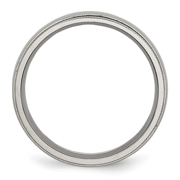 Chisel Titanium Polished 6mm Grooved Band - Beaded Edges