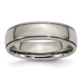 Exclusive Chisel Titanium 6mm Grooved Band, Polished Beaded Edge - Stylish Value!