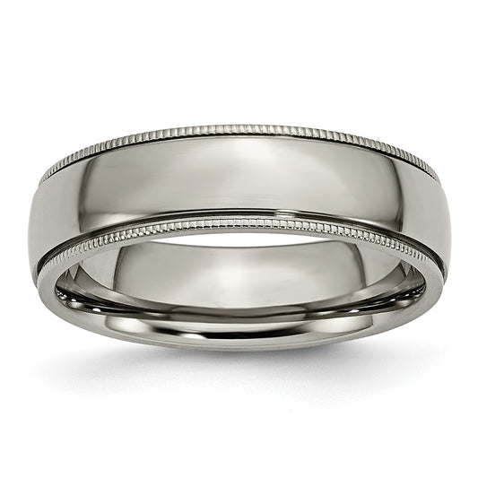 Buy Stylish 6mm Chisel Titanium Polished Band with Beaded Edges - Luxury Value