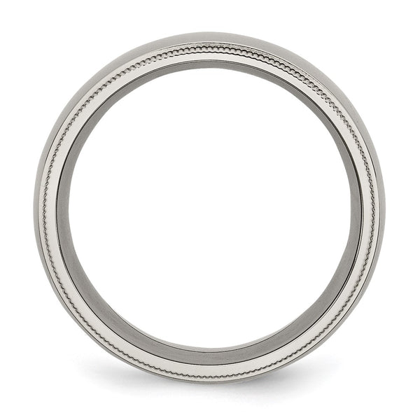 8mm Chisel Titanium Polished Band - Grooved