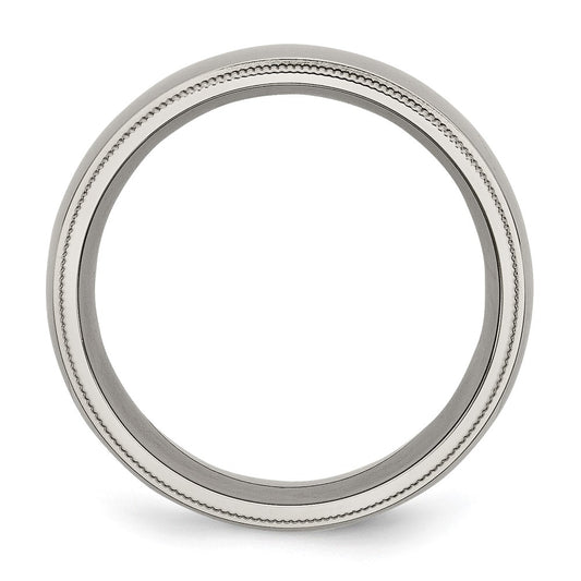 High-Quality Chisel Titanium 8mm Polished Band - Stylish Grooved & Beaded Edges