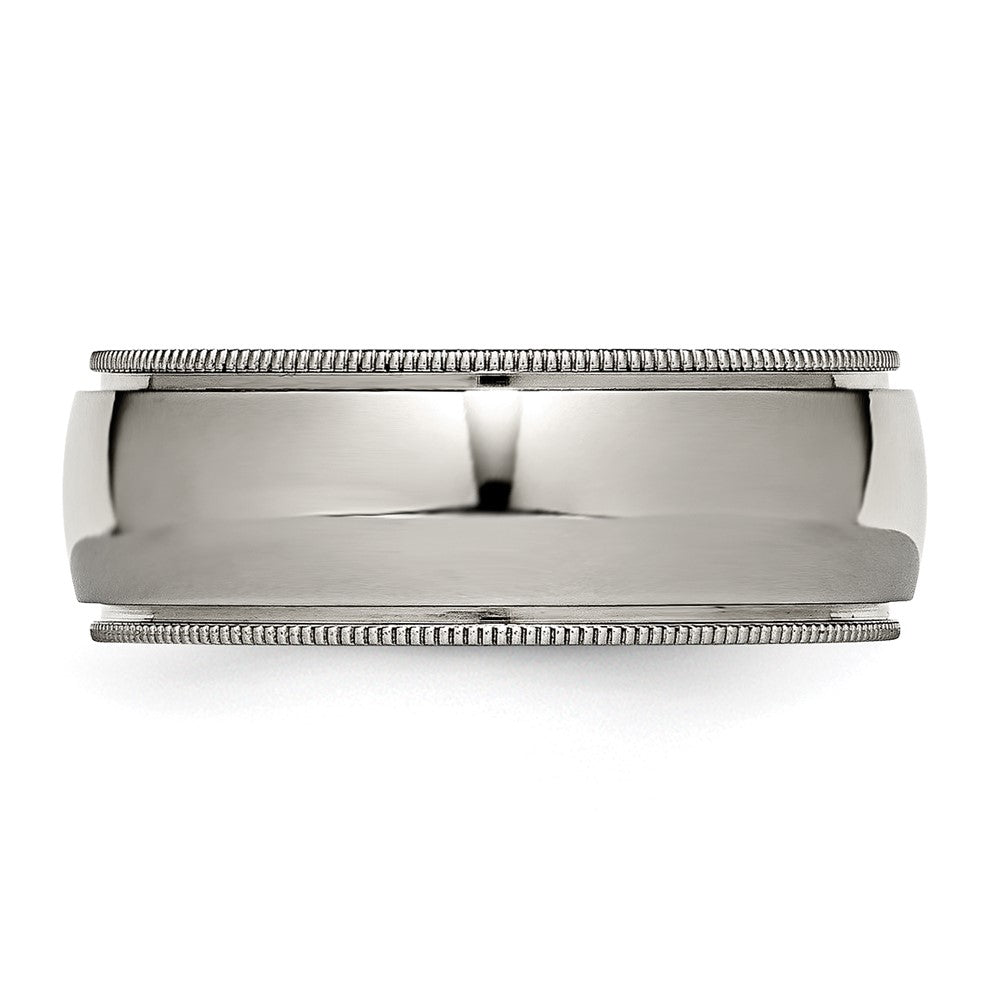High-Quality 8mm Chisel Titanium Polished Band | Stylish Grooved Design