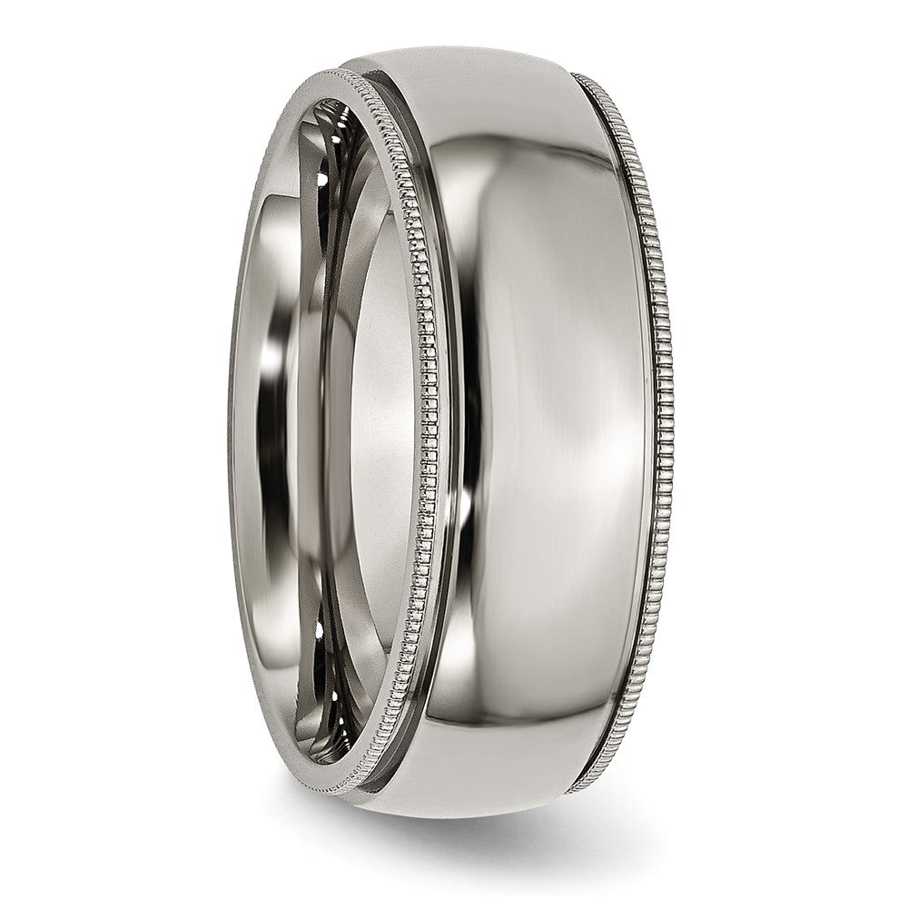 High-Quality Chisel Titanium 8mm Polished Band - Stylish Grooved & Beaded Edges