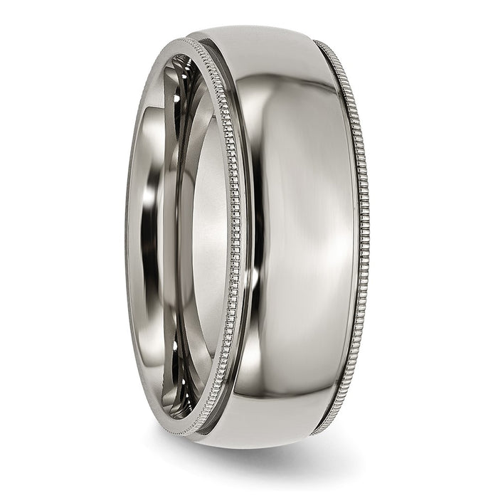 High-Quality Chisel Titanium 8mm Polished Band - Stylish Grooved & Beaded Edges-4